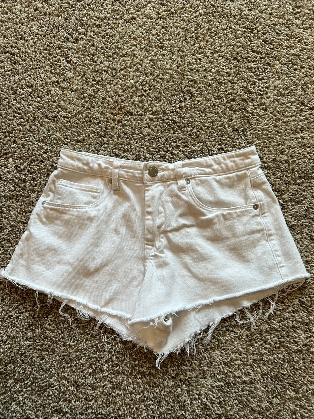 Blank NYC The Barrow White Frayed Hem Denim Shorts
